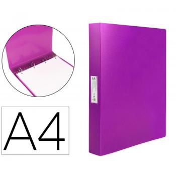 Carpeta Liderpapel 4 Anillas 25mm Polipropileno DIN A4 Rosa
