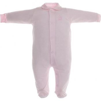 Pelele Largo Rosa Cambrass - Pijama de bebé niña con bordado y detalle en el carrito