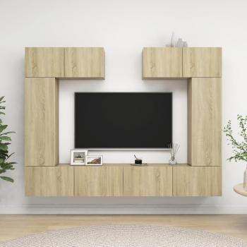 Set de muebles de salón 6 piezas madera ingeniería roble Sonoma 30.5 x 30 x 90 cm, incluye mueble TV y mesa de TV