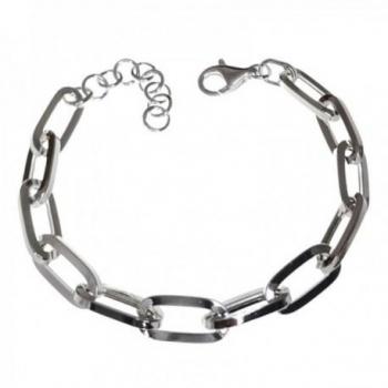 Pulsera de plata para mujer 17 cm con cadena forzada y cierre mosquetón