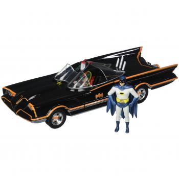 Jada- DC Comics Vehiculo Clasico Batmovil w/Batman & Robin, Multicolor