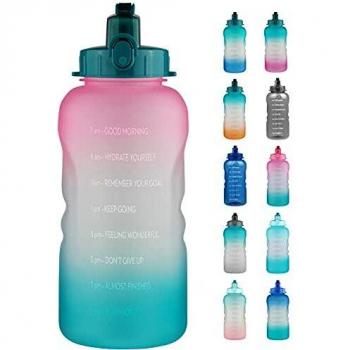 Reeho 3.8 L Botella Agua Deporte, Botella Plastica Tritan Reutilizable 1 Galón, Botella Agua Gimnasio con Marcador de Tiempo para Athletic, sin BPA