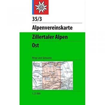 Mapa topográfico 1:25.000 de los Alpes Zillertaler Orientales con marcaje de rutas y esquí - Alpenvereinskarten