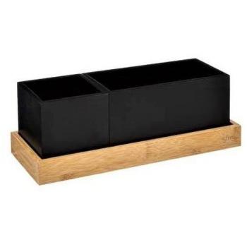 Organizador de Escritorio Extraíble de Bambú Negro 29x10 cm - 5five