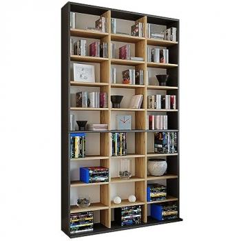 Estantería de Madera Megosa XL para CD y DVD, Separador de Ambientes, Capacidad para 1080 CDs o 504 DVDs, Dimensiones: 181 x 102 x 23 cm
