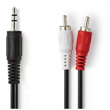 Cable de audio estéreo 3,5mm macho a 2x RCA macho niquelado 1,50 m negro