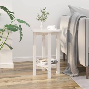 Mesa de centro blanca Ø 40x60 cm en madera maciza de pino