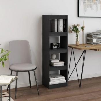 Estantería divisor de espacios de madera de pino macizo 40x30x135,5 cm en color natural, blanco y gris - Mueble de almacenaje para oficina, estudio, sala de estar y dormitorio
