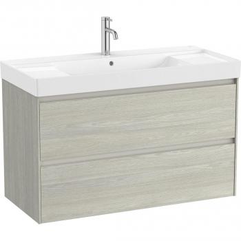 Mueble de baño Roca Ona con 2 cajones y lavabo, color roble claro
