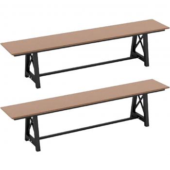 Costway 2 PCS Patio 72 Extra HDPE Bench with Metal Frame for 3-4 Persons