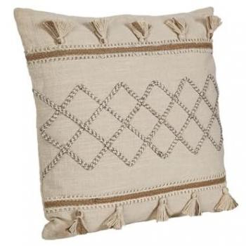 Cojín Romimex Crema Borlas 45 x 8 x 45 cm Bordado
