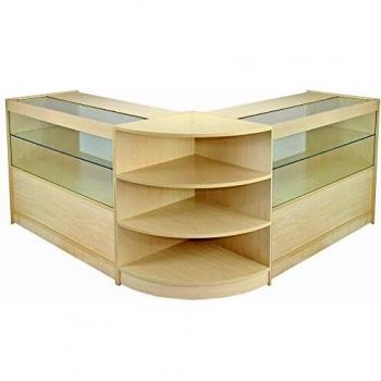 Monstershop set orion con 3 mostradores para tienda y recepcion con acabado en arce laminado