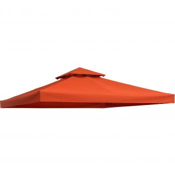 Outsunny Techo de Reemplazo para Carpa 3x3 Metros Dos Niveles Pabellón Toldo Eventos Bodas Poliéster Rojo/Verde