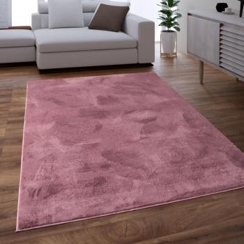 Alfombra de Salón Lavable de Pieles Imitación Suave en Color Malva, Tamaño 80x300 cm