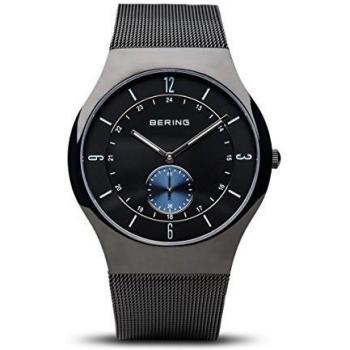 Bering Classic Stainless Steel Men's Watch 11940-228 with Black Dial and Fine Mesh Bracelet
