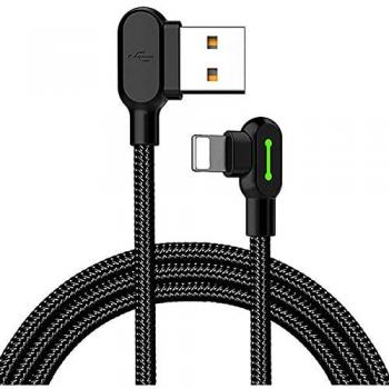 Cable USB a Lightning Mcdodo 90° Angulado con LED, 1.8m, Carga Rápida para iPhone