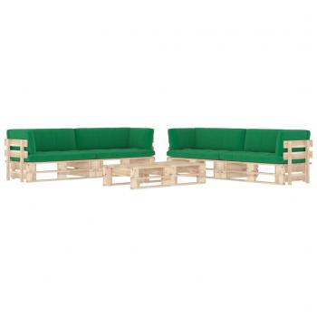 Muebles de palets 6 pzas y cojines madera pino impregnada