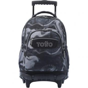 Mochila Escolar con Ruedas Totto España - Negro y Azul Bluc, Diseño de Renglones
