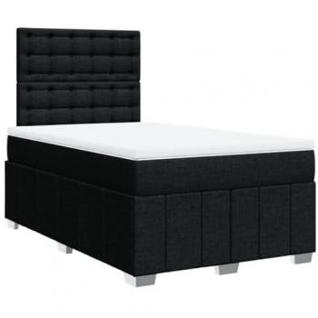 Cama box spring con colchón de muelles en tela negra 120x190 cm