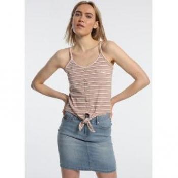 Camiseta Beck-Hole a rayas beige Lois Jeans
