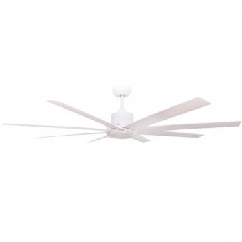Ventilador de techo Diongo con mando, diámetro 165 cm, 8 aspas, tecnología DC, color blanco, ideal para estancias de más de 32 m², apto para techos con inclinación máxima de 25