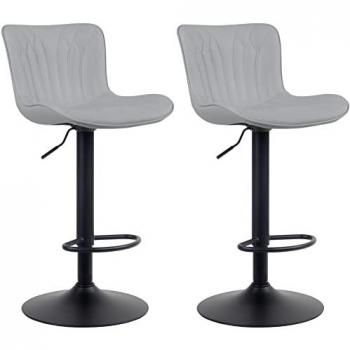 Set de 2 Taburetes de Bar Linus Regulables en Altura y Giratorios, Simil Cuero Gris