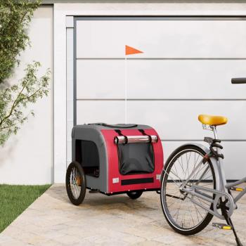 vidaXL Pet Bike Trailer Red and Grey Oxford Fabric & Iron
