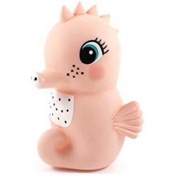 Lámpara LED de noche de caballito de mar Polly Rosa/melocotón – Luz LED de noche – Sin BPA ni ftalatos – Incluye pilas – Apagado automático – Decoración para habitación de niños