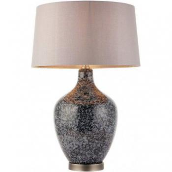 Lámpara de mesa Ilsa de cristal, vidrio pintado gris claro y negro, placa de níquel mate, casquillo E27