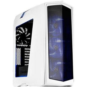 SilverStone SST-PM01WA-W - Carcasa de ordenador para juego Primera Midi Torre ATX, Rendimiento silencioso con alto flujo de aire, con ventana, LED azul, blanco