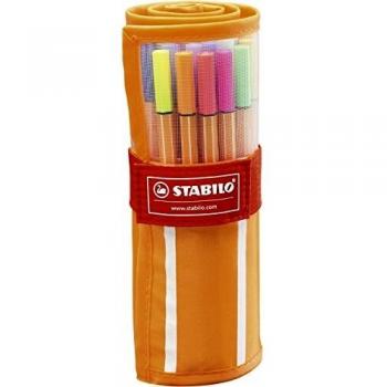 Fineliner - STABILO point 88 - Rollerset - Assorted Colours - 30 pcs - incl 5 neon colours