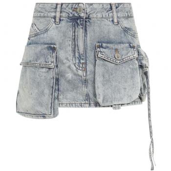 The Attico Women's Fay Cargo Mini Skirt in Washed Denim Light Blue Size 27 248WCS136D090