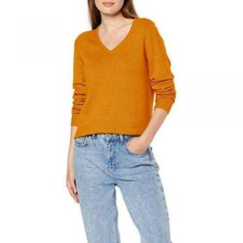 Vila NOS Viril L/s V-Neck Knit Top-Noos suéter, Naranja