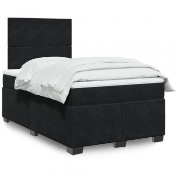 Cama box spring de muelles con colchón negro 120x200 cm en terciopelo