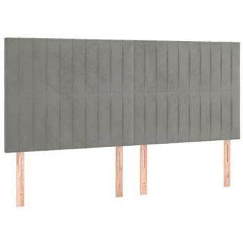 Cabeceros 4 unidades de terciopelo gris claro 90x5x78/88 cm