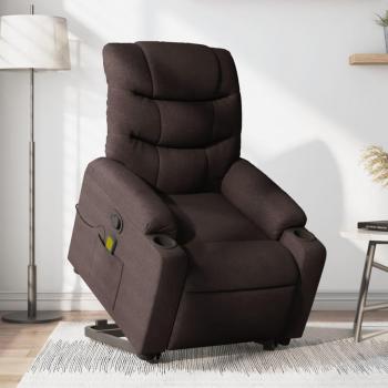Silla de masaje reclinable de pie de tela marrón oscuro Vidaxl 477107
