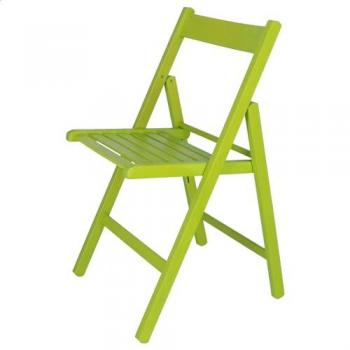 Wellhome Silla Plegable Bas en Madera de Haya Acabado Wengue, dimensiones 43x47x79 cm, color verde