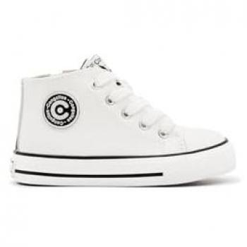 Zapatillas Altas Conguitos Unisex Casual con Cordones Ajustables y Refuerzo en la Puntera - Modelo Blanco Talla 31