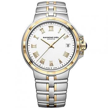 Raymond Weil Mens Parsifal Two Tone Classic White Dial Bracelet Watch 5580-STP-00308