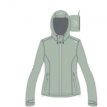CMP Women's Rain Jacket with Hood - Mineral Green - XXS