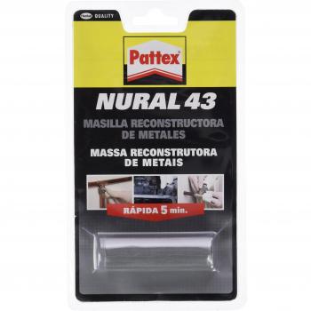 Pattex Nural 43 Masilla reconstructora de metales, masilla adhesiva para restaurar piezas metálicas, masilla gris para grietas, agujeros, fisuras y uniones, 1 x 48 g