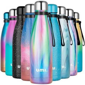 UMI. by Amazon - Botella Agua Acero Inoxidable 500ml, Termo Cafe para Llevar, Botella Térmica con Aislamiento de Vacío de Doble Pared, Sin BPA, para Niños Adultos, Deporte, Oficina, Viaje, Flamenco