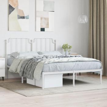 Cama solar con cabecero de metal blanco 140x200 cm Vidaxl