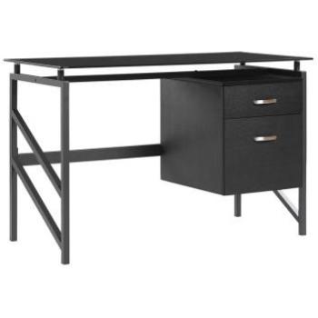 BELIANI Escritorio oficina en casa marco metal negro tapa vidrio templado 117 x 57 cm cajones industrial moderno Moriton