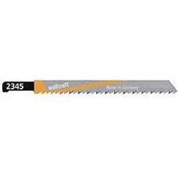 Wolfcraft 2345000 (L) hojas de sierra de calar vástago en PG/HCS/laminado, planchas de virutas, madera blanda, MDF, plástico/corte limpio PACK 2, plata, Set de 2 Piezas