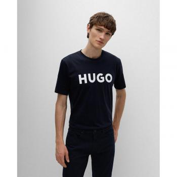 HUGO Camiseta Dulivio para Hombre - Regular Fit, Cuello Redondo, Manga Corta, Logotipo, Algodón, Color Marino