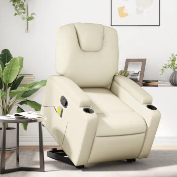 Silla reclinable de masaje en crema de cuero sintético Vidaxl