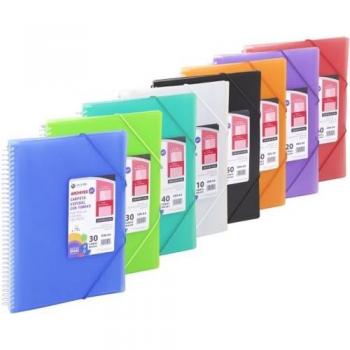 Carpeta 20 fundas A4 con espiral y cierre con goma Archivex Star - Colores Surtidos