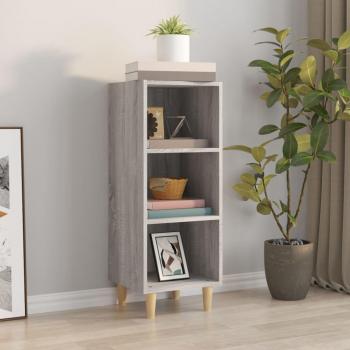Aparador de madera contrachapada 34,5x32,5x90 cm con puertas y cajón de madera, mueble de almacenaje para salón moderno, armario auxiliar en gris Sonoma