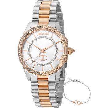 Just Cavalli Animalier Women's Analog Quartz Watch - JC1L095M0295 - Silver Grey with Rose Gold Accents